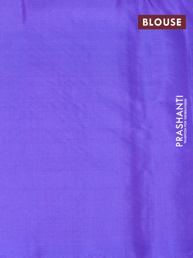 Pure soft silk saree teal blue shade and lavender with allover zari weaves in borderless style - borderless style