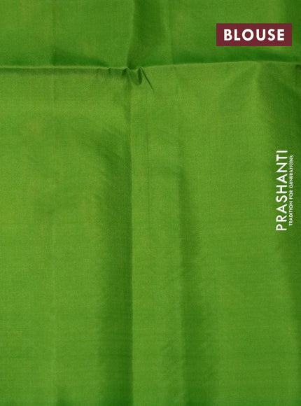 Pure soft silk saree mustard yellow and green with allover zari weaves in borderless style - borderless style