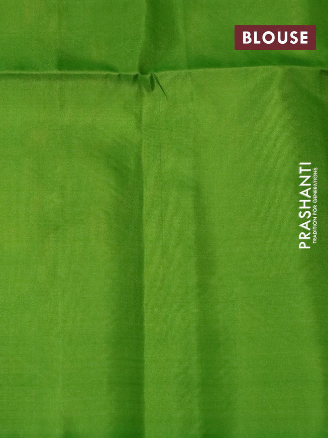 Pure soft silk saree mustard yellow and green with allover zari weaves in borderless style - borderless style