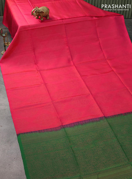 Pure soft silk saree pink and green with allover thread weaves in borderless style - borderless style