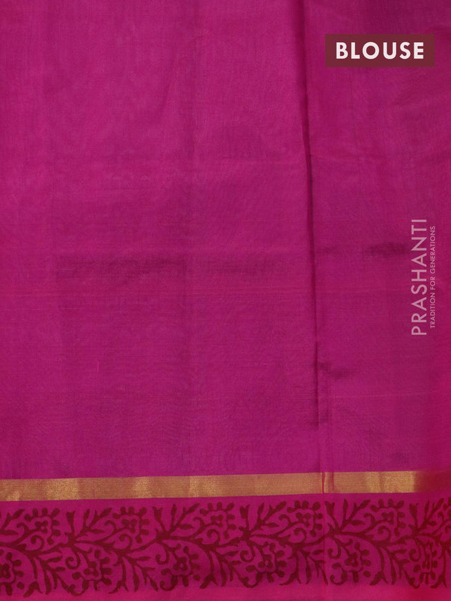 Silk cotton block printed saree grey and pink with warli prints and zari woven printed border