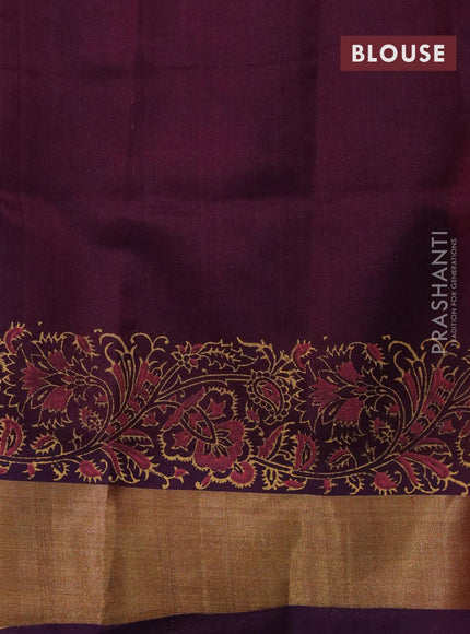 Silk cotton block printed saree pink shade and wine shade with allover prints and zari woven border