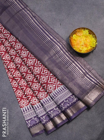 Semi gadwal saree maroon and jamun shade with allover ikat weaves and zari woven border