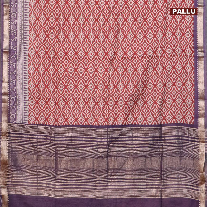 Semi gadwal saree maroon and jamun shade with allover ikat weaves and zari woven border