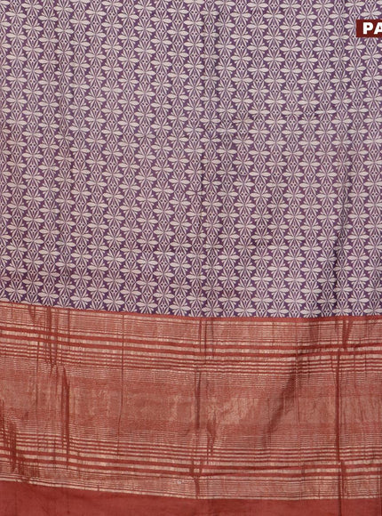 Semi gadwal saree blue shade and pastel brown with allover prints and zari woven border