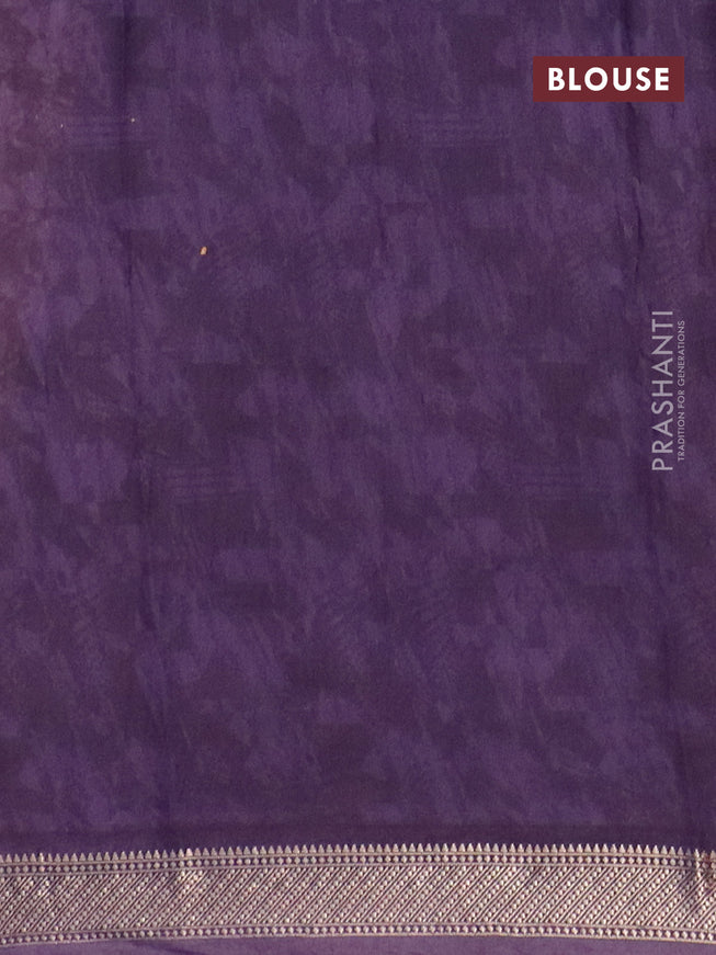 Semi gadwal saree pastel brown and blue shade with allover prints and zari woven border