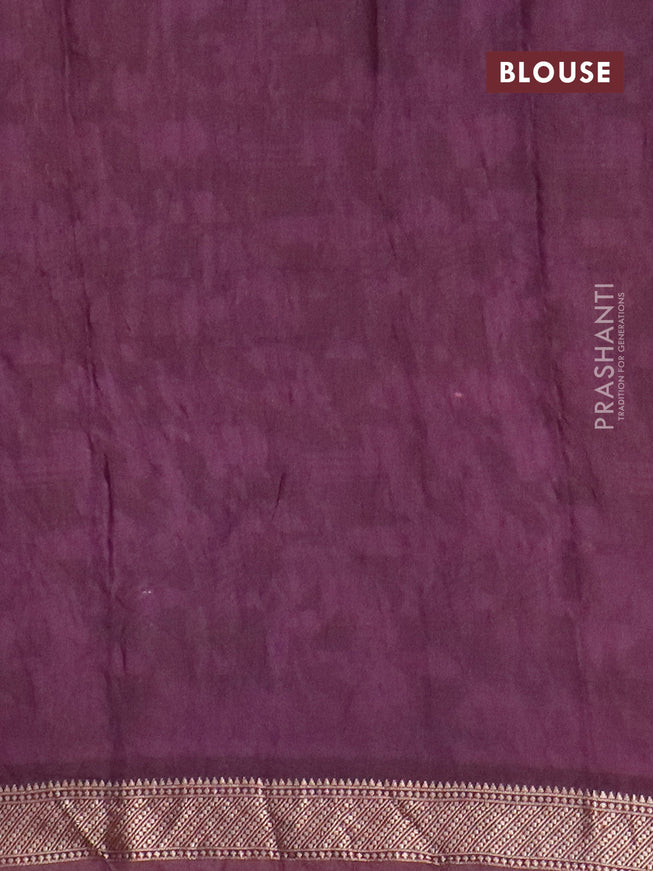 Semi gadwal saree maroon and purple shade with allover prints and zari woven border
