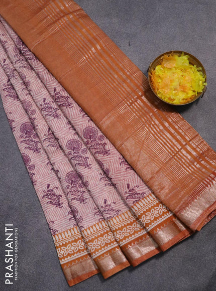 Semi gadwal saree pastel shade and mustard yellow with allover prints and zari woven border