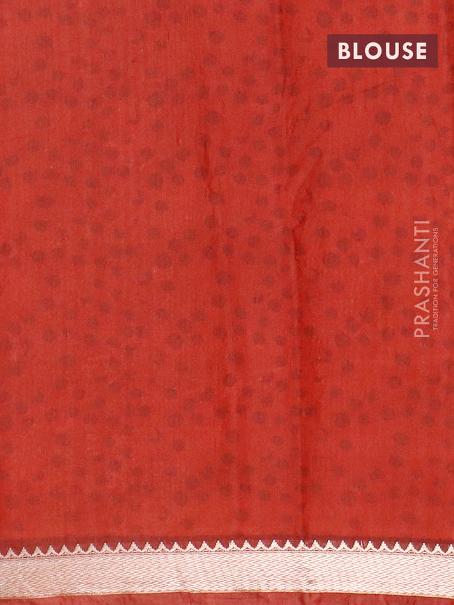 Semi gadwal saree maroon shade with allover prints and zari woven border