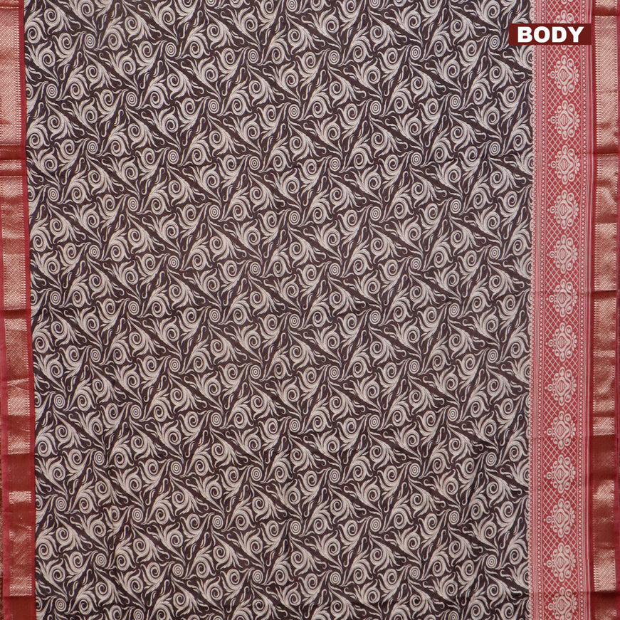 Semi gadwal saree black and pastel maroon with allover prints and zari woven border