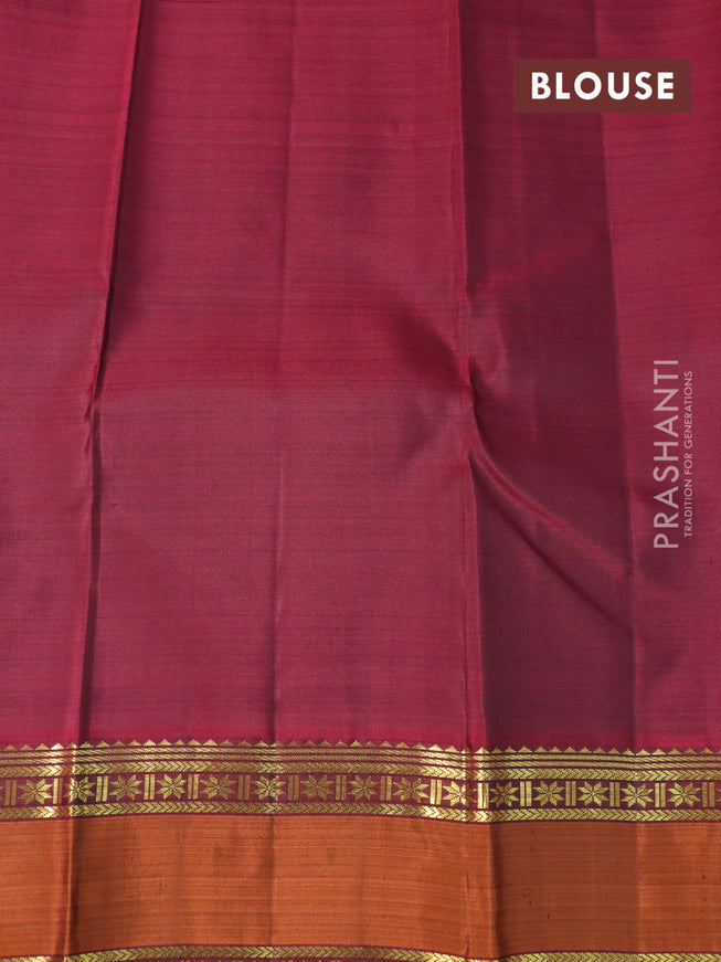 Pure kanjivaram silk saree blue and maroon with paisley zari woven buttas and rettapet zari woven border butta style