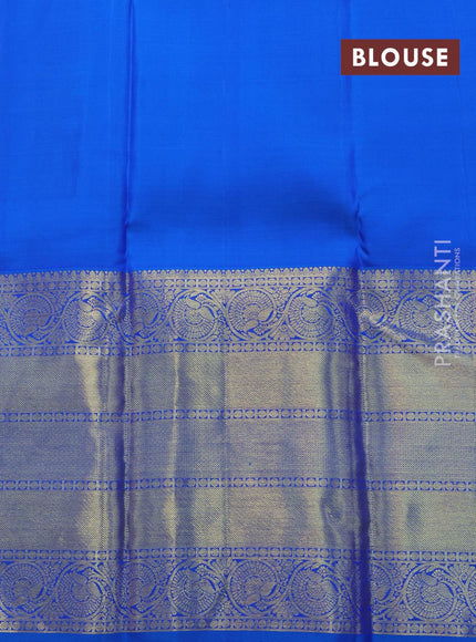 Pure kanjivaram silk saree purple and cs blue with zari woven buttas and long floral zari woven border butta style