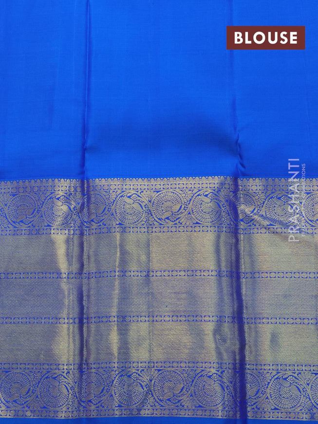 Pure kanjivaram silk saree purple and cs blue with zari woven buttas and long floral zari woven border butta style