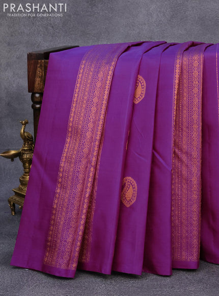 Pure kanjivaram silk saree purple with zari weaves & buttas in borderless style borderless style