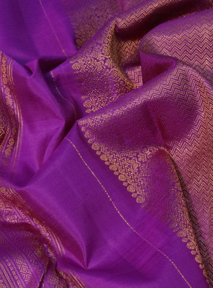 Pure kanjivaram silk saree purple with zari weaves & buttas in borderless style borderless style