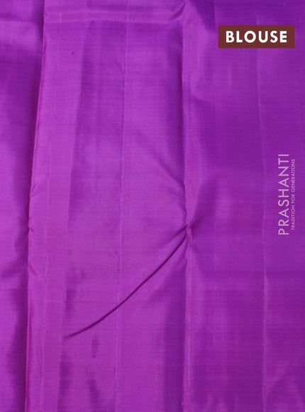 Pure kanjivaram silk saree purple with zari weaves & buttas in borderless style borderless style