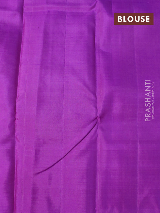 Pure kanjivaram silk saree purple with zari weaves & buttas in borderless style borderless style