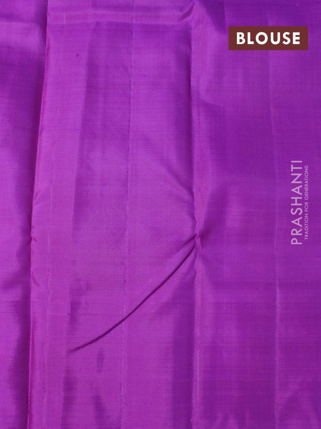 Pure kanjivaram silk saree purple with zari weaves & buttas in borderless style borderless style