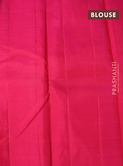 Pure kanjivaram silk saree royal blue and pink with silver zari weaves & buttas in borderless style borderless style