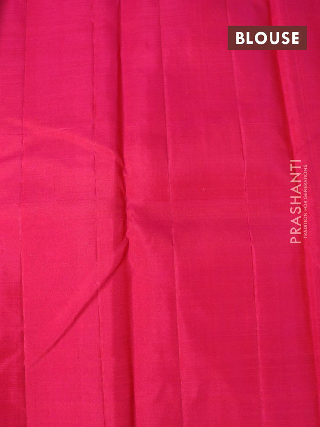 Pure kanjivaram silk saree royal blue and pink with silver zari weaves & buttas in borderless style borderless style