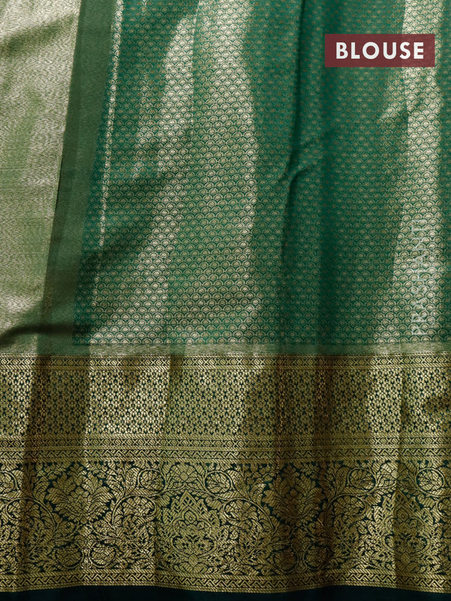 Tissue semi kanjivaram saree beige blue and dark green with allover brocade weaves and zari woven border