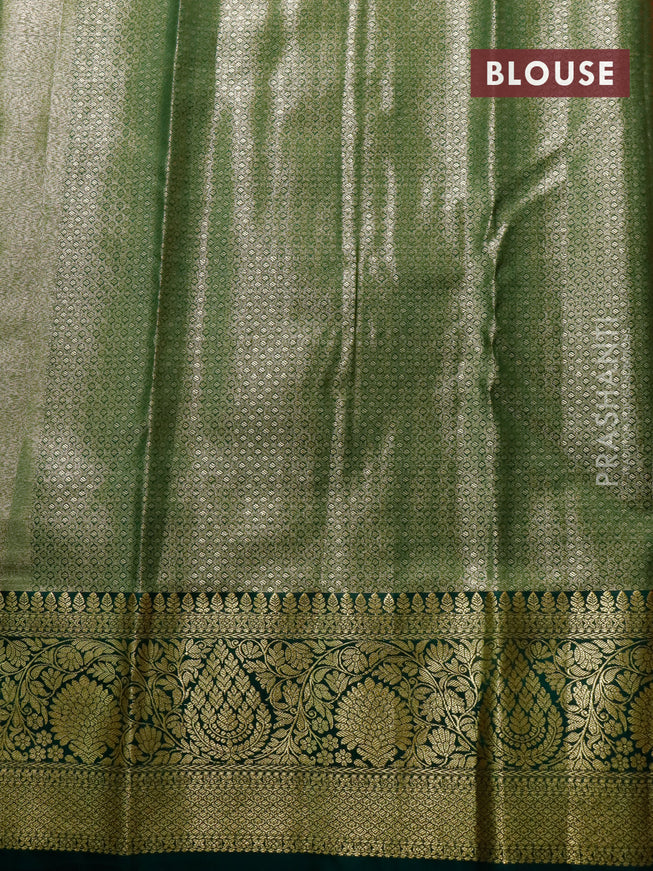 Tissue semi kanjivaram saree beige red and dark green with allover brocade weaves and zari woven border