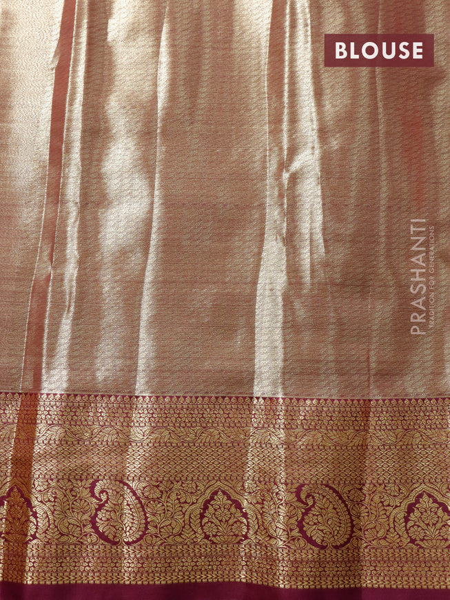 Tissue semi kanjivaram saree light pink and purple with allover brocade weaves and zari woven border