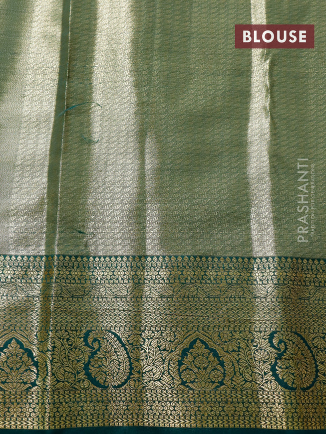 Tissue semi kanjivaram saree lime yellow and green with allover brocade weaves and zari woven border