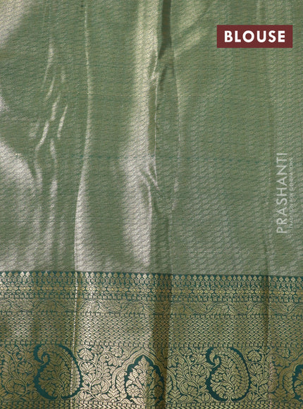 Tissue semi kanjivaram saree purple and green with allover brocade weaves and zari woven border