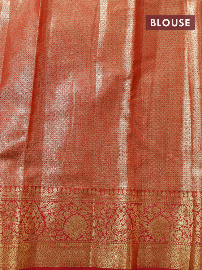 Tissue semi kanjivaram saree beige purple and pink with allover brocade weaves and zari woven border