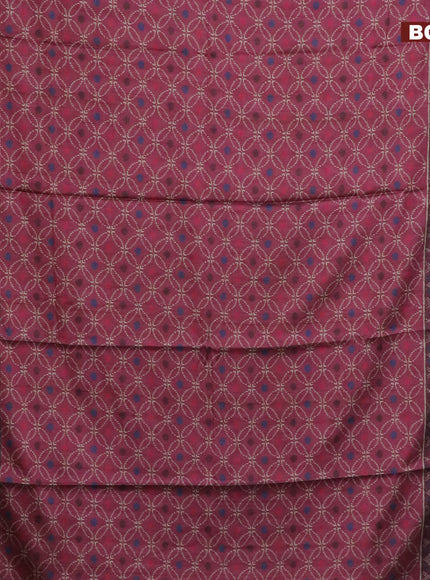 Semi kanchipuram silk saree magenta pink and teal green with allover prints and zari woven border