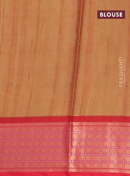 Semi kanchipuram silk saree mustard yellow and red with butta prints and zari woven border