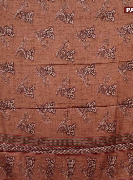 Semi kanchipuram silk saree brown and purple with allover floral butta prints and zari woven border