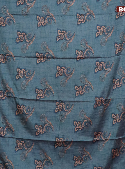 Semi kanchipuram silk saree pastel blue and purple with allover floral butta prints and zari woven border