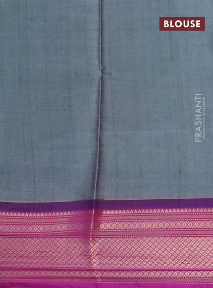 Semi kanchipuram silk saree pastel blue and purple with allover floral butta prints and zari woven border