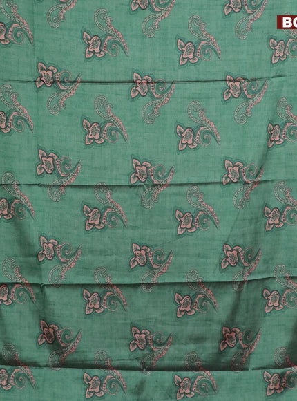 Semi kanchipuram silk saree green and red with allover floral butta prints and zari woven border