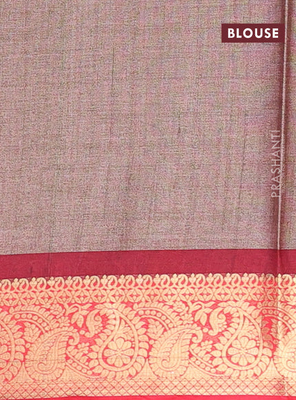 Semi kanchipuram silk saree brown and red with allover digital prints and zari woven border