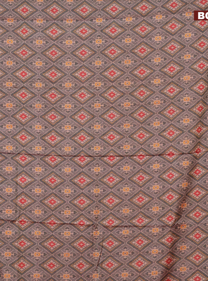 Semi kanchipuram silk saree grey and red with allover ikat digital prints and zari woven border