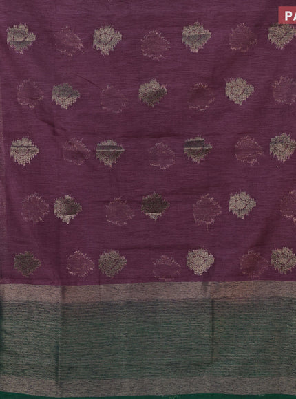 Banarasi semi matka saree wine shade and green with antique zari woven buttas and antique zari border