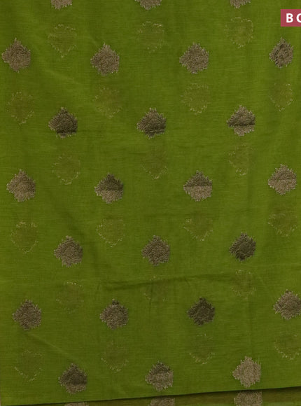 Banarasi semi matka saree light green and magenta pink with antique zari woven buttas and antique zari border