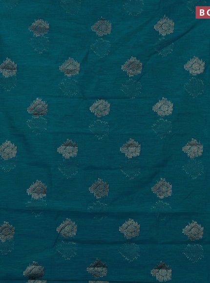 Banarasi semi matka saree teal blue and dark blue with antique zari woven buttas and antique zari border