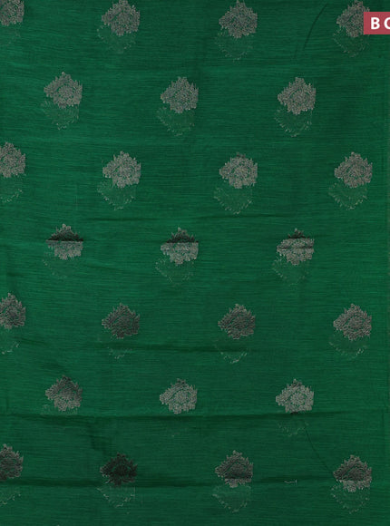 Banarasi semi matka saree green and red with antique zari woven buttas and antique zari border