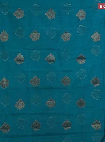 Banarasi semi matka saree teal blue and dark magenta pink with antique zari woven buttas and antique zari border