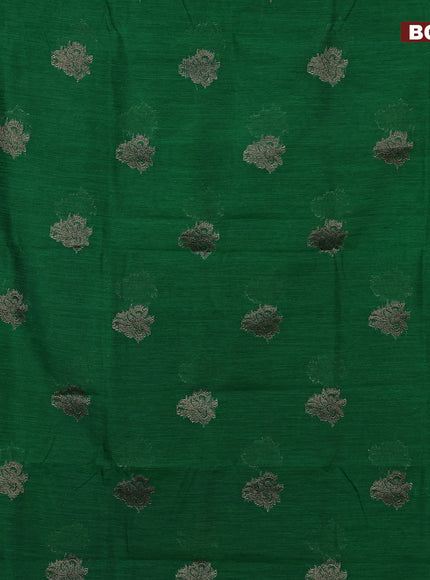 Banarasi semi matka saree green and red with antique zari woven buttas and antique zari border