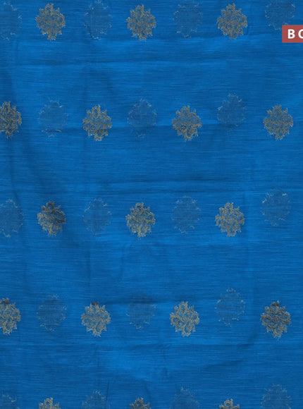 Banarasi semi matka saree cs blue and dark blue with antique zari woven buttas and antique zari border