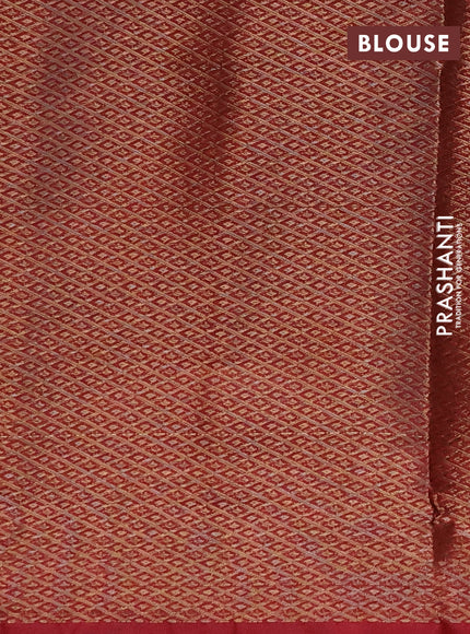 Banarasi semi matka saree sap green and maroon with antique zari woven buttas and antique zari border