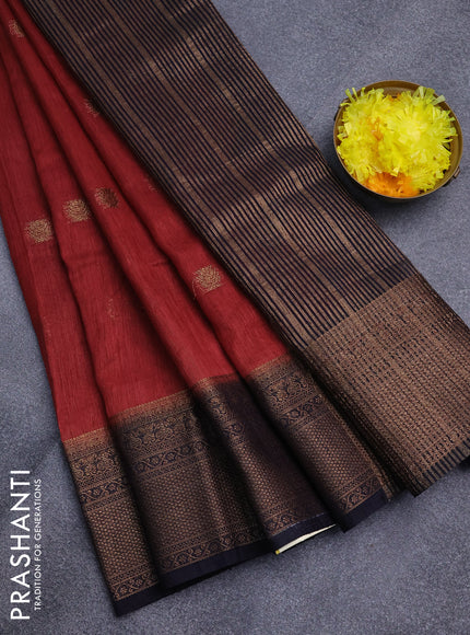 Banarasi semi matka saree maroon shade and dark blue with antique zari woven buttas and antique zari border