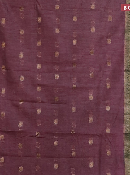 Banarasi semi matka saree wine shade and green with antique zari woven buttas and antique zari border