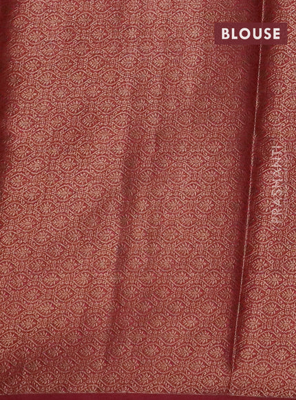 Banarasi semi matka saree chikku shade and maroon with antique zari woven buttas and antique zari border