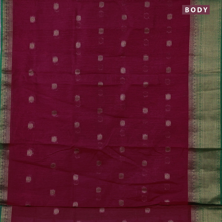 Banarasi semi matka saree red and green with antique zari woven buttas and antique zari border